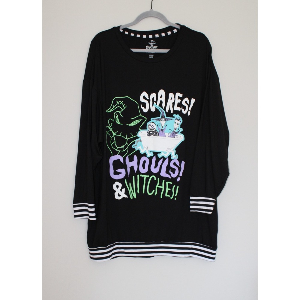 Disney Nightmare Before Christmas Sleepshirt Women Black Ghouls & Witches XL